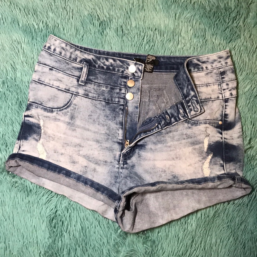“Refuge” Bleached Jean Shorts (High waisted)